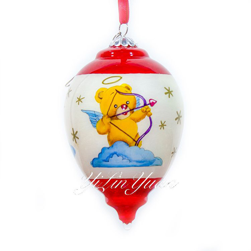 Charming Snowy House Tree Design Premium Glass Hand Painted Christmas Ball