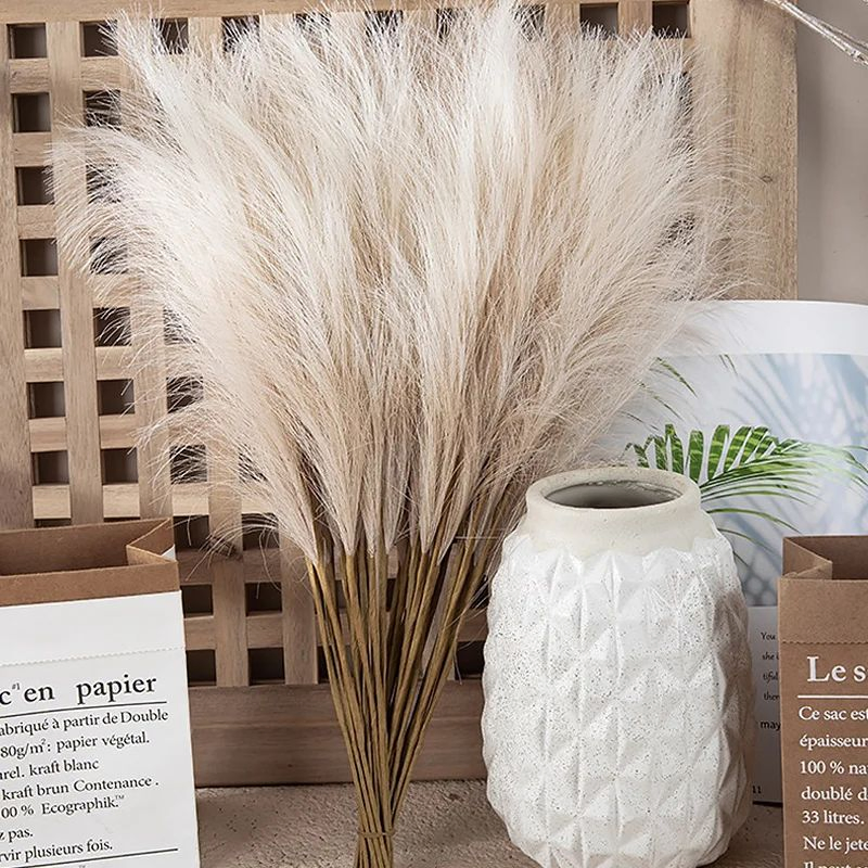 55cm Fluffy Pampas Grass Boho Decor Flower Fake Plant Reed Simulated Wedding Party Christmas Home Decor Artificial Flower