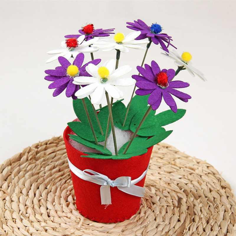 DIY Potted Flower Children Sewing Kit Creative Felt Craft Kit for Kids