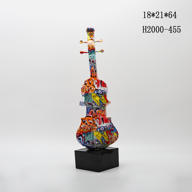 Home Decorative Ornaments Graffiti Modern Table Display Handpainted Guitar Resin Crafts