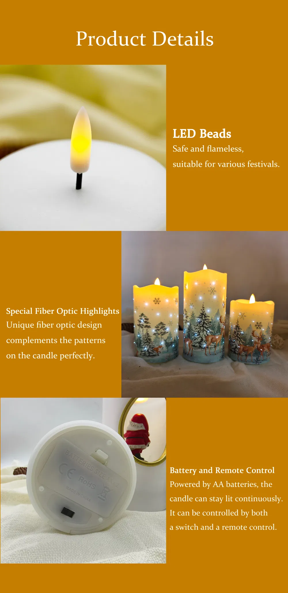 LED Fiber Optic Candle Detail