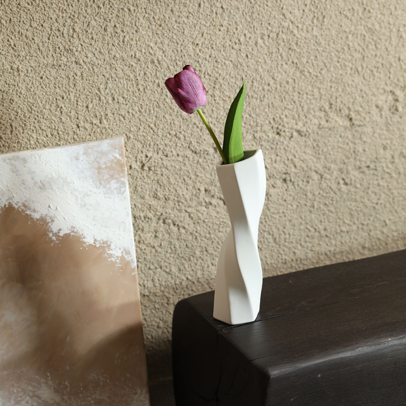 Geometric Ceramic Vase, Rotating Shaped Decorative Item, Living Room Flower Arrangement Art Decoration, Flower Vase