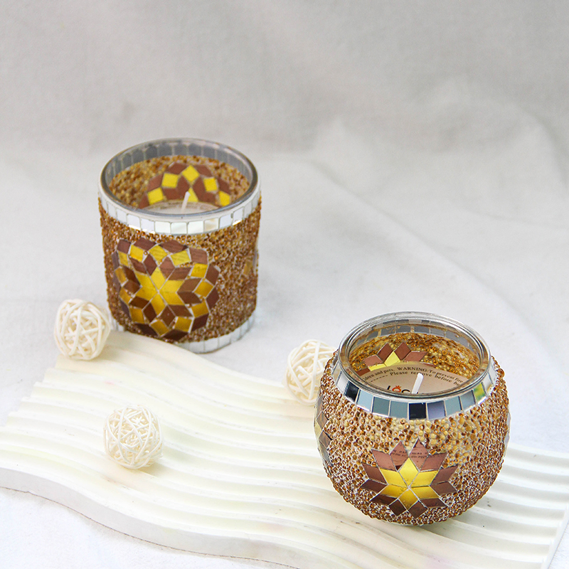Artisan Handcrafted Mosaic Candle with Long Lasting Scent for Festive Home Decor