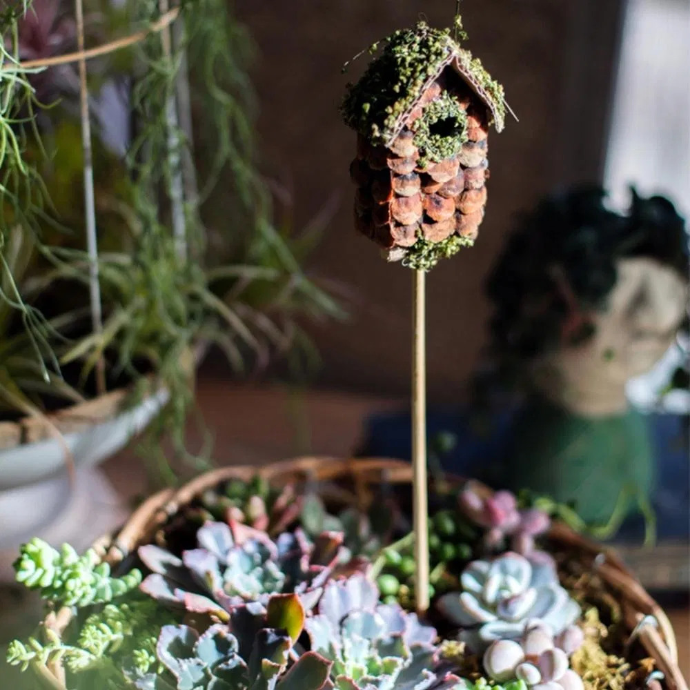 Bird House Planter Stakes Garden Pots Landscapes Lawn Decorative Wood Crafts Wyz20769