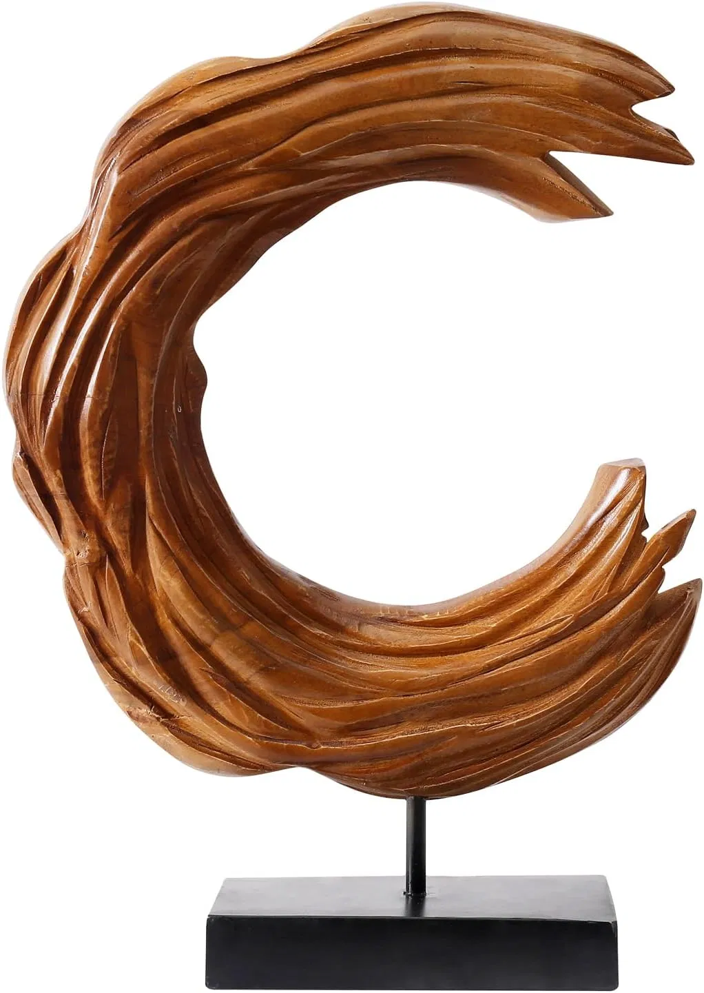 Handmade Teak Wood Ocean Wave Sculpture Art Decor for Home &amp; Office