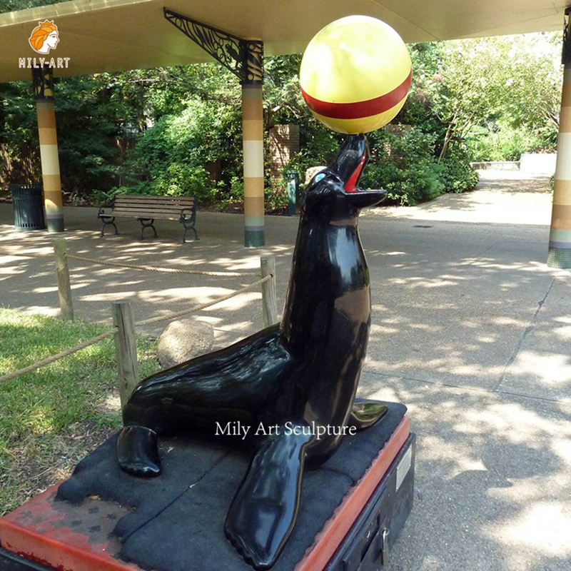 Modern Large Street Decor Arine Animal Decorative Bronze Sealion Statue