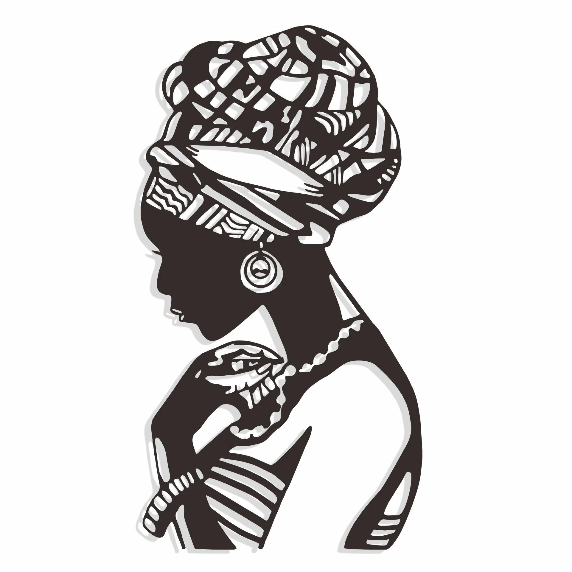 Custom Minimalist Wrought Iron Interior African Women Metal Wall Hanging Decoration