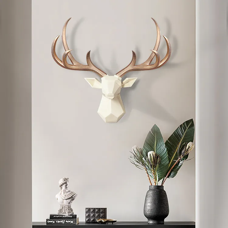 Modern Art Resin Deer Head View 3