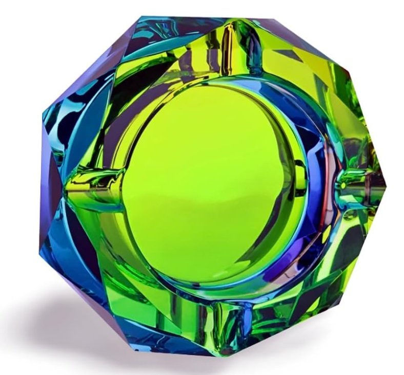 Glass Ashtray - Colorful Cigarette &amp; Cigar Holder for Home, Office, or Tabletop Decoration - Durable Decorative Craft for Indoors &amp; Outdoors