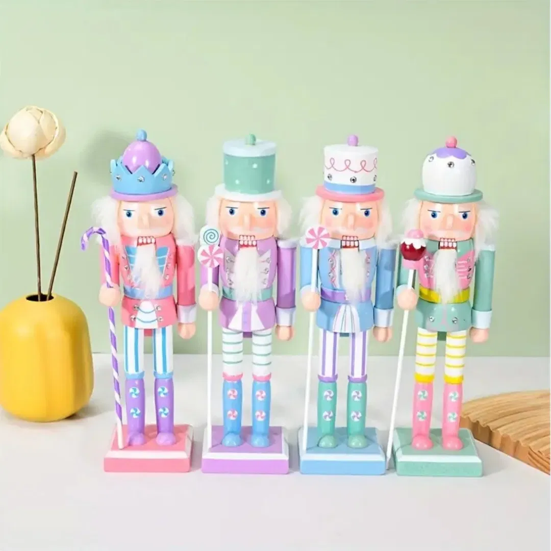 Handmade Wooden Nutcracker Puppet Soldier Ornaments Christmas Gift for Navidad Home Decor Xmas Candy Crafts Christmas Present