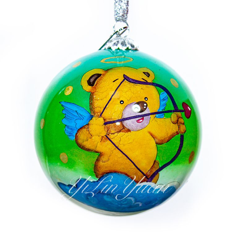 Charming Snowy House Tree Design Premium Glass Hand Painted Christmas Ball