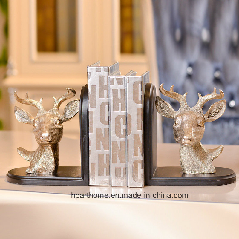 Vintage Style Exquisite Deer Head Bookends Resin Craft for Book Storage
