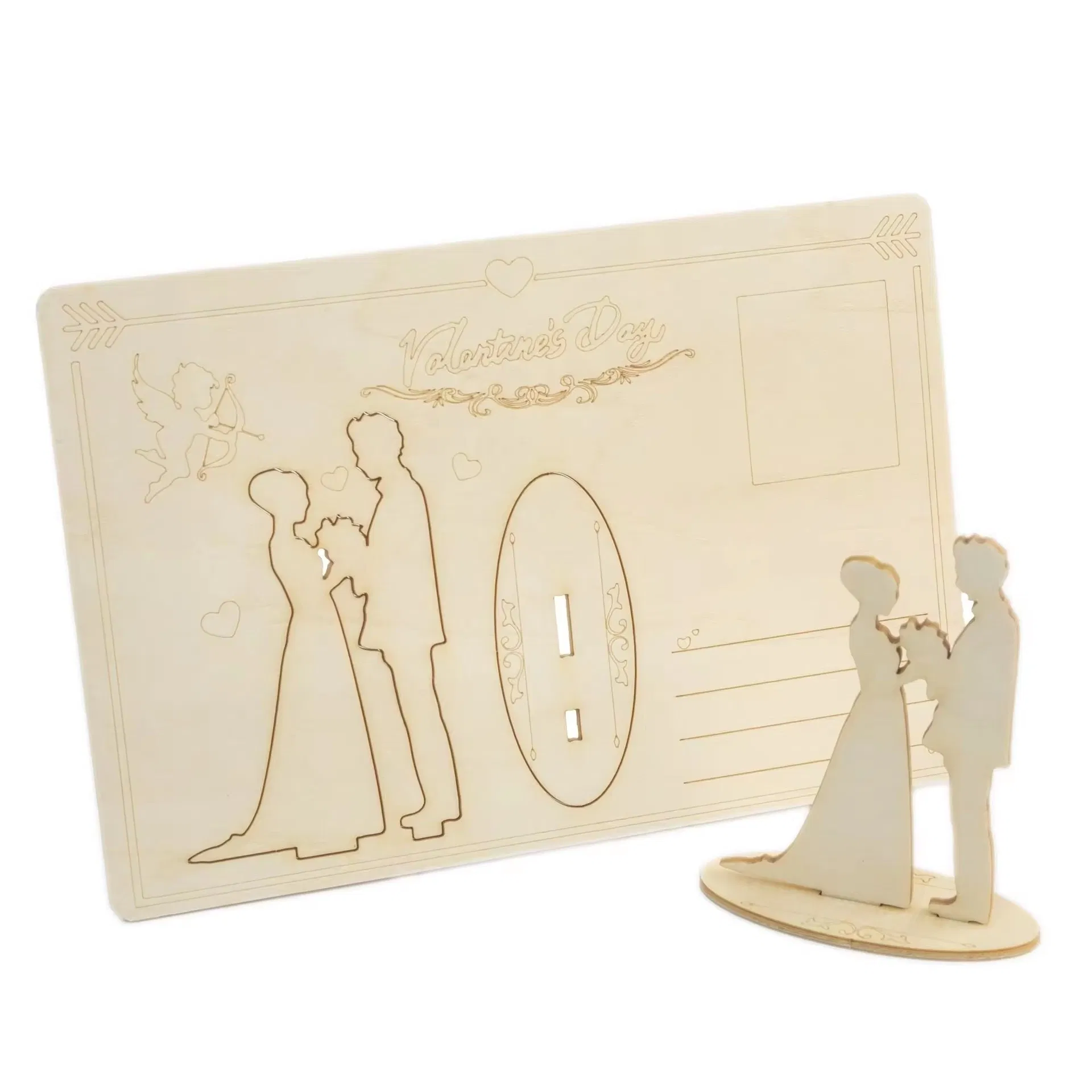 Creative Wooden Postcards Laser Engraved Merry Christmas Tree Crafts for DIY Painting Xmas Decoration