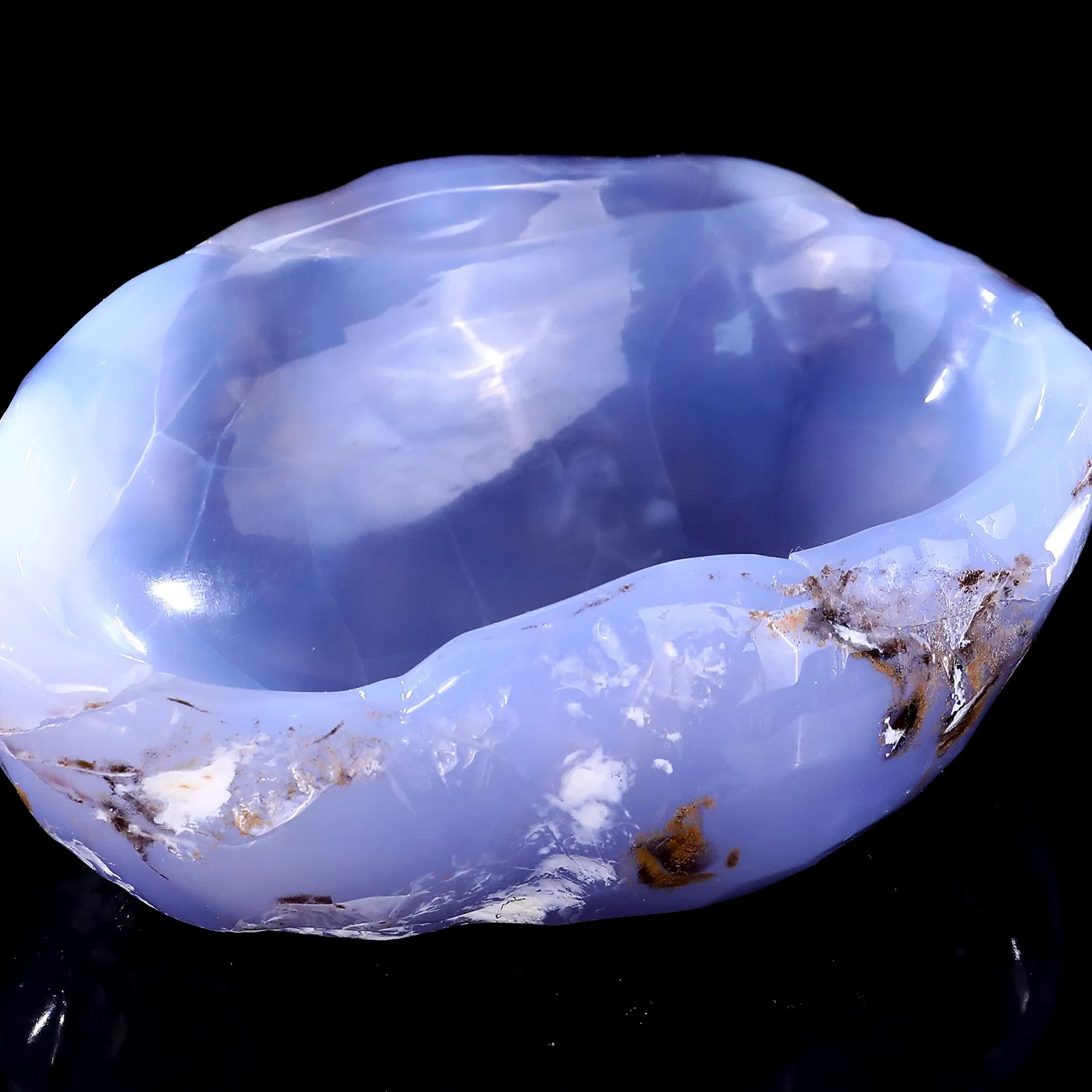 Blue Chalcedony Crystal Treasure Bowl Decorative Ornaments Durable Crystal Basin for Home Decor Handcrafted Other Crystal Crafts
