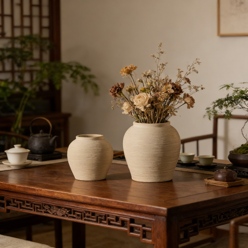 Ceramic Vase Set Natural Texture Neutral Boho Farmhouse Home Decor Decorative Flower Vase for Table Centerpiece Living Room
