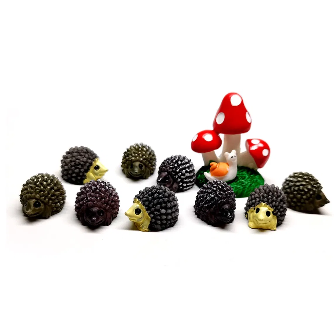 Artificial Mini Hedgehog Mushroom 3D Resin Craft Decorative Garden Crafts