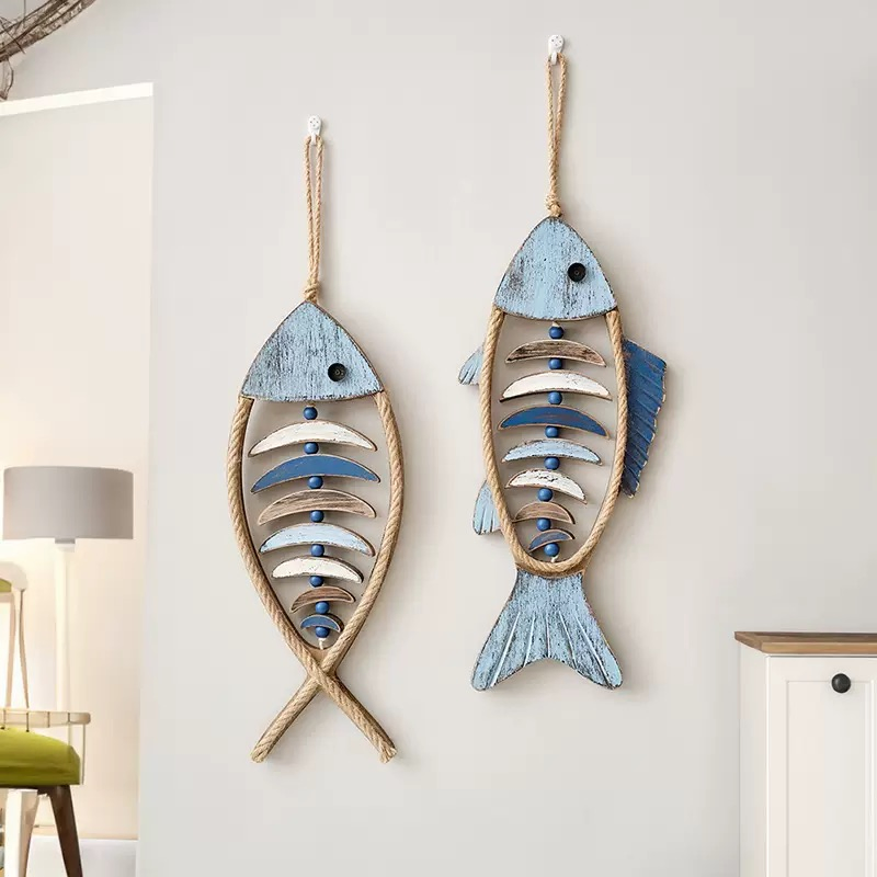 Guangdong Factory Wholesale Custom Ocean Country Wooden Modern Panel Fish Sailboat Wall Hanging Art Craft Decor for Living Dining Room Home Hotel Decoration