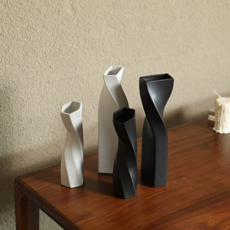 Geometric Ceramic Vase, Rotating Shaped Decorative Item, Living Room Flower Arrangement Art Decoration, Flower Vase