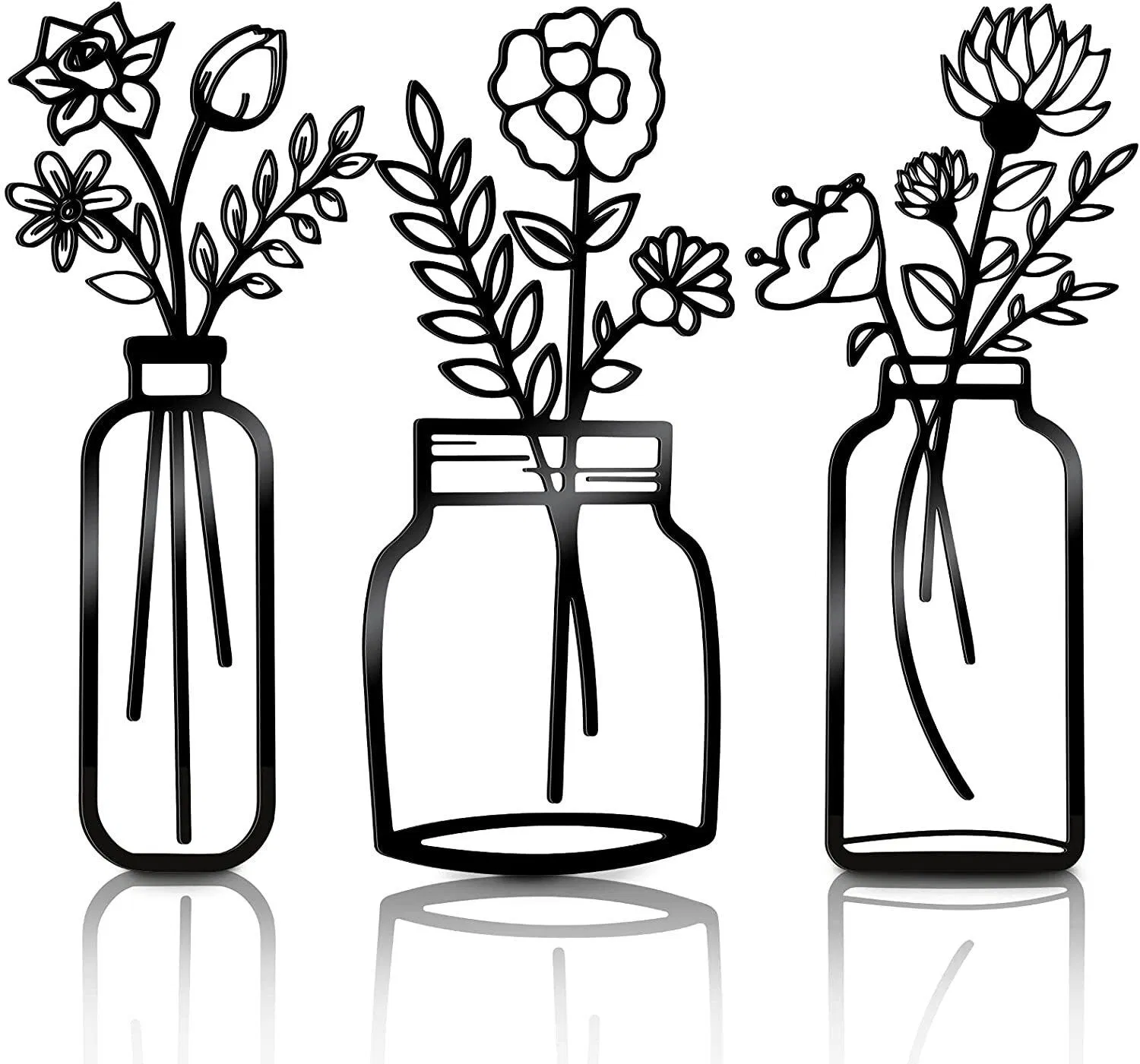 BSCI Factory Wall Art Spring Flowers Metal Wall Decoration Vase Flowers Wall Hanging