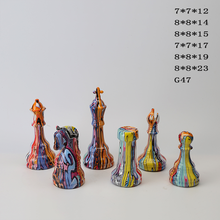 Graffiti Color Resin Chess Sets Desktop Ornament Home Decorative Crafts