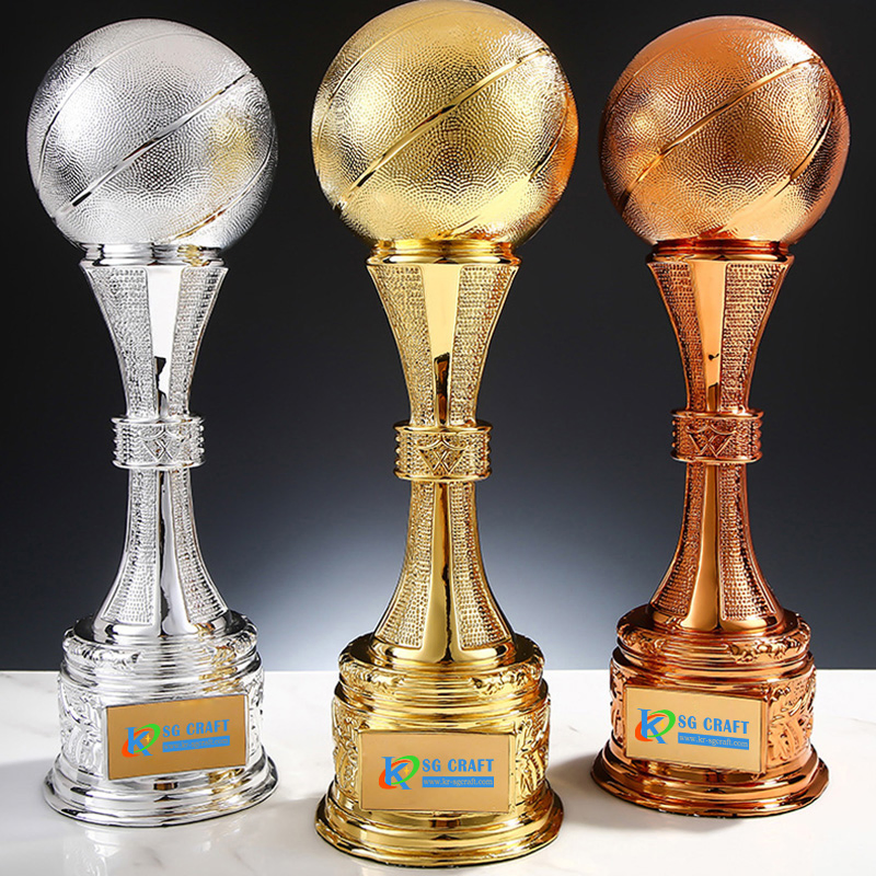 Hot Sale Custom Laser Engraving Logo Resin Cup Plated Gold Silver Bronze Football Game Printing Shining Gold Awards Sport Souvenir Trophy