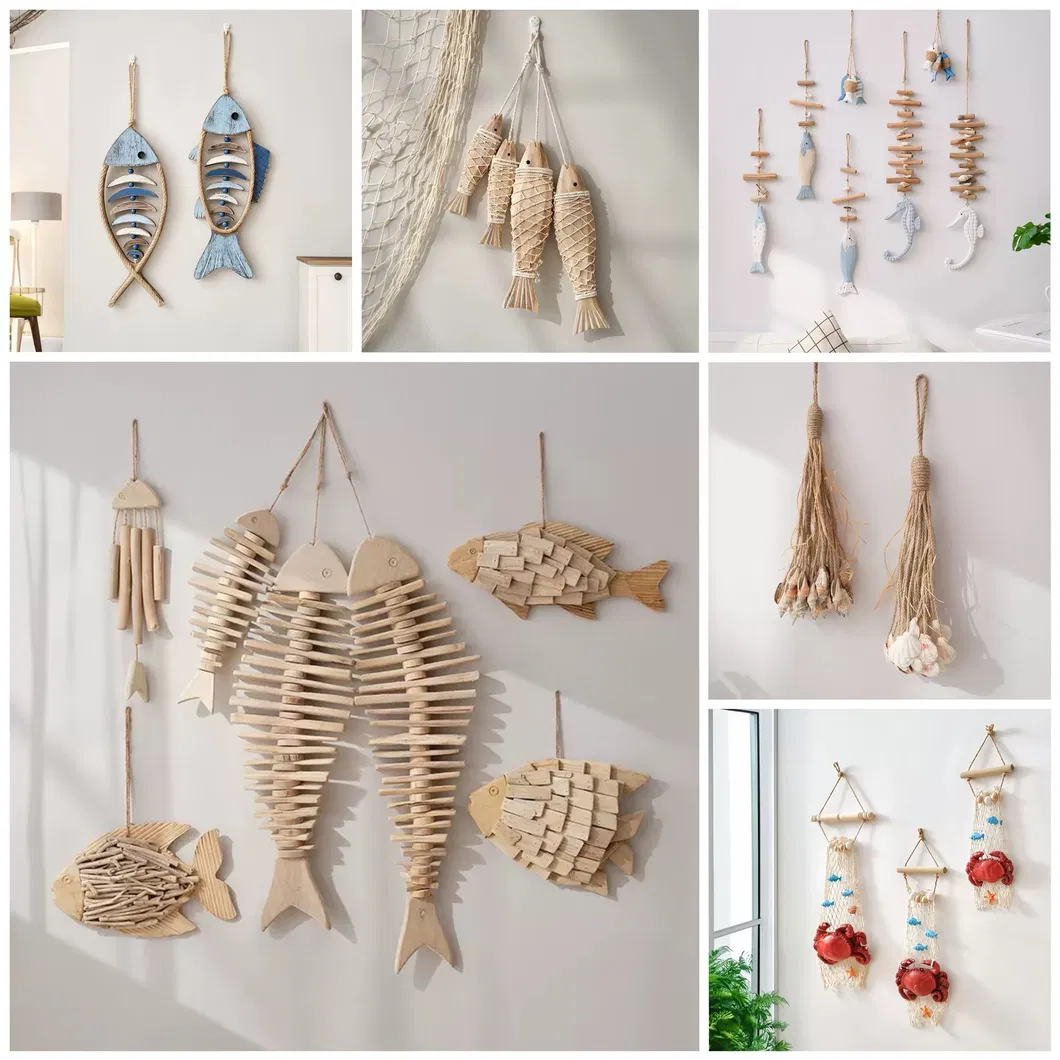 Custom Ocean Country Wooden Modern Panel Fish Sailboat Wall Hanging Art