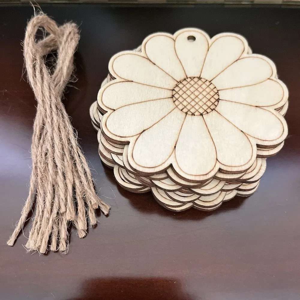 Creative Wooden Flowers, Handmade Collage Patches Graffiti Stickers, Wood Chips for DIY Crafts and Art Projects