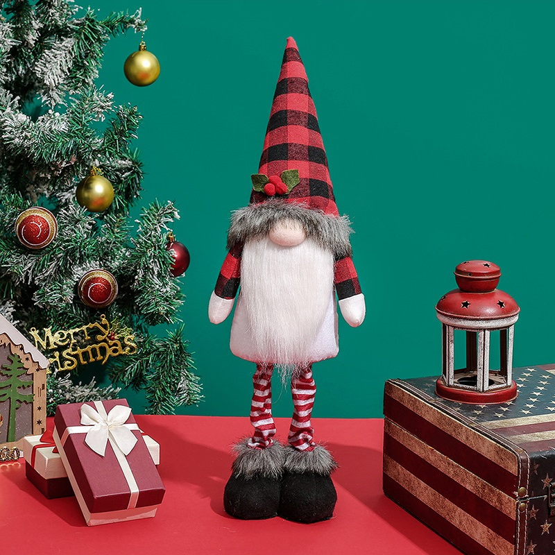 Festive Plush Stretchable Gnome Christmas Holiday Home Decorations for Seasonal Ambiance