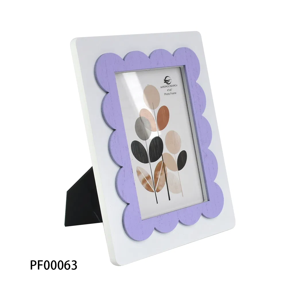 Customized Wooden Craft Photo Frame Freestanding Home Decoration Picture Frame Squiggle Wood Photo Frame