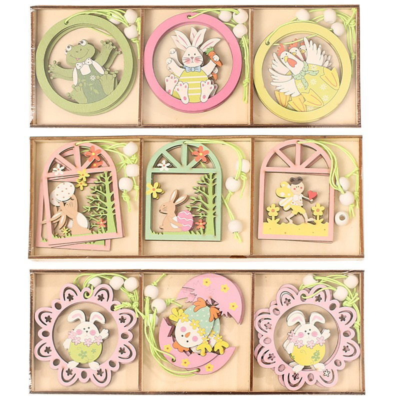Best Selling Easter Wooden Pendant Home Decoration Holiday Atmosphere Decoration Crafts