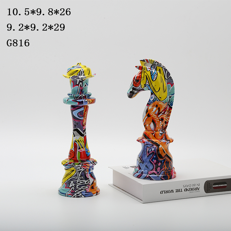 Graffiti Color Resin Chess Sets Desktop Ornament Home Decorative Crafts