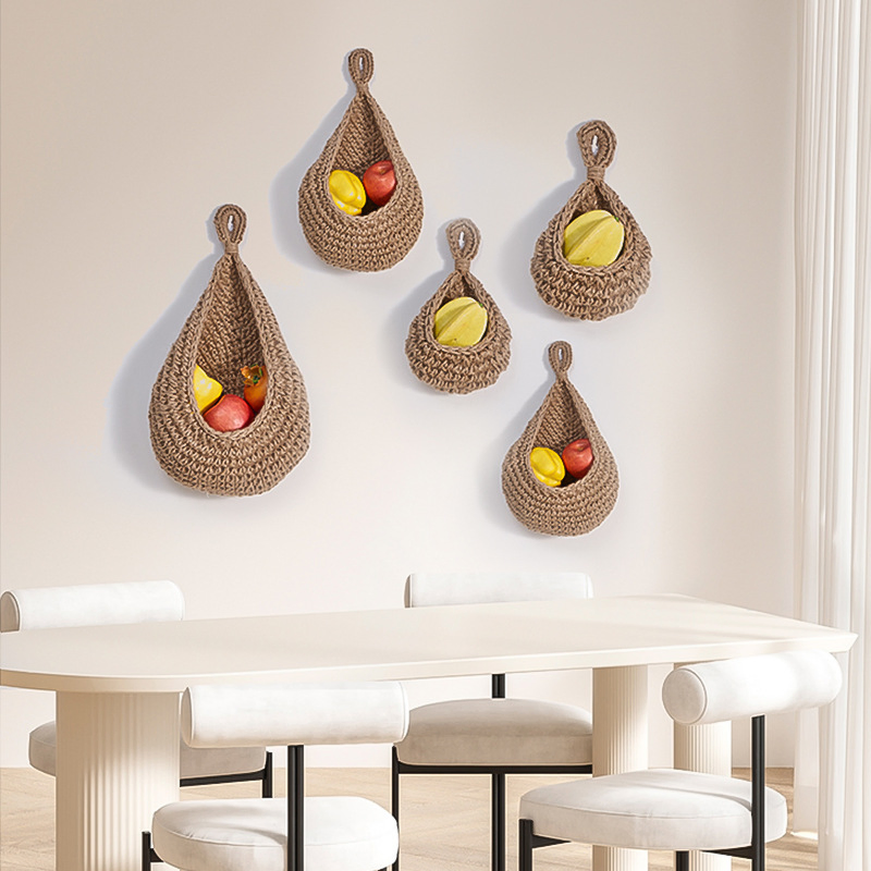 Hanging Fruit Basket for Kitchen Boho Wall Handwoven Home Fruits Vegetable Potato Onion Food Storage Baskets