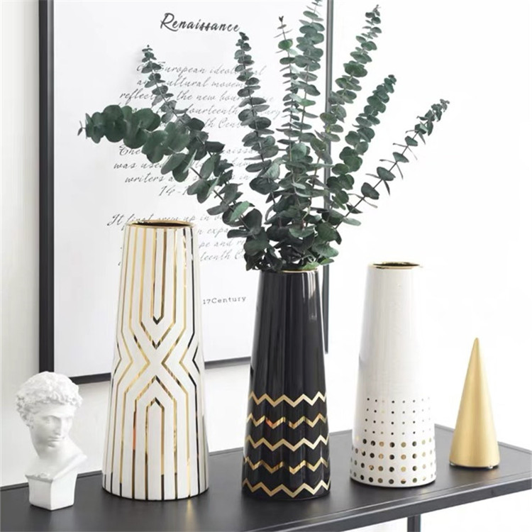 Desktop Flower Vase Wedding Decorative Ceramic Black Vase