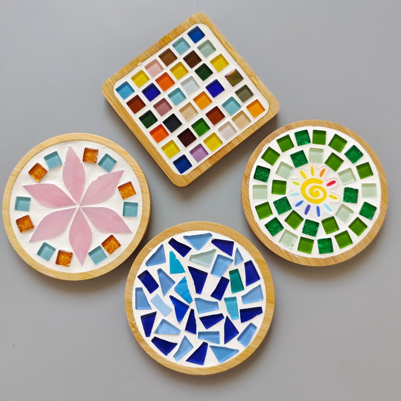 Creative Hand-Made DIY Mosaic Coaster Children Puzzle Crafts Art Gift