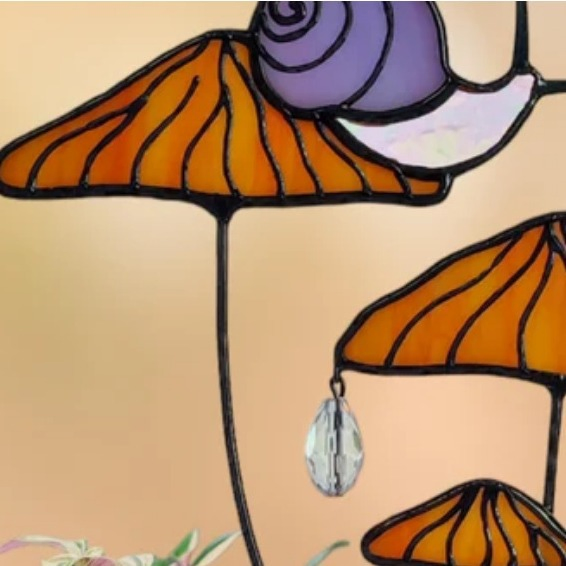 Mushroom Snail Stained Glass Garden Decorative Window Decoration Pendant Crafts