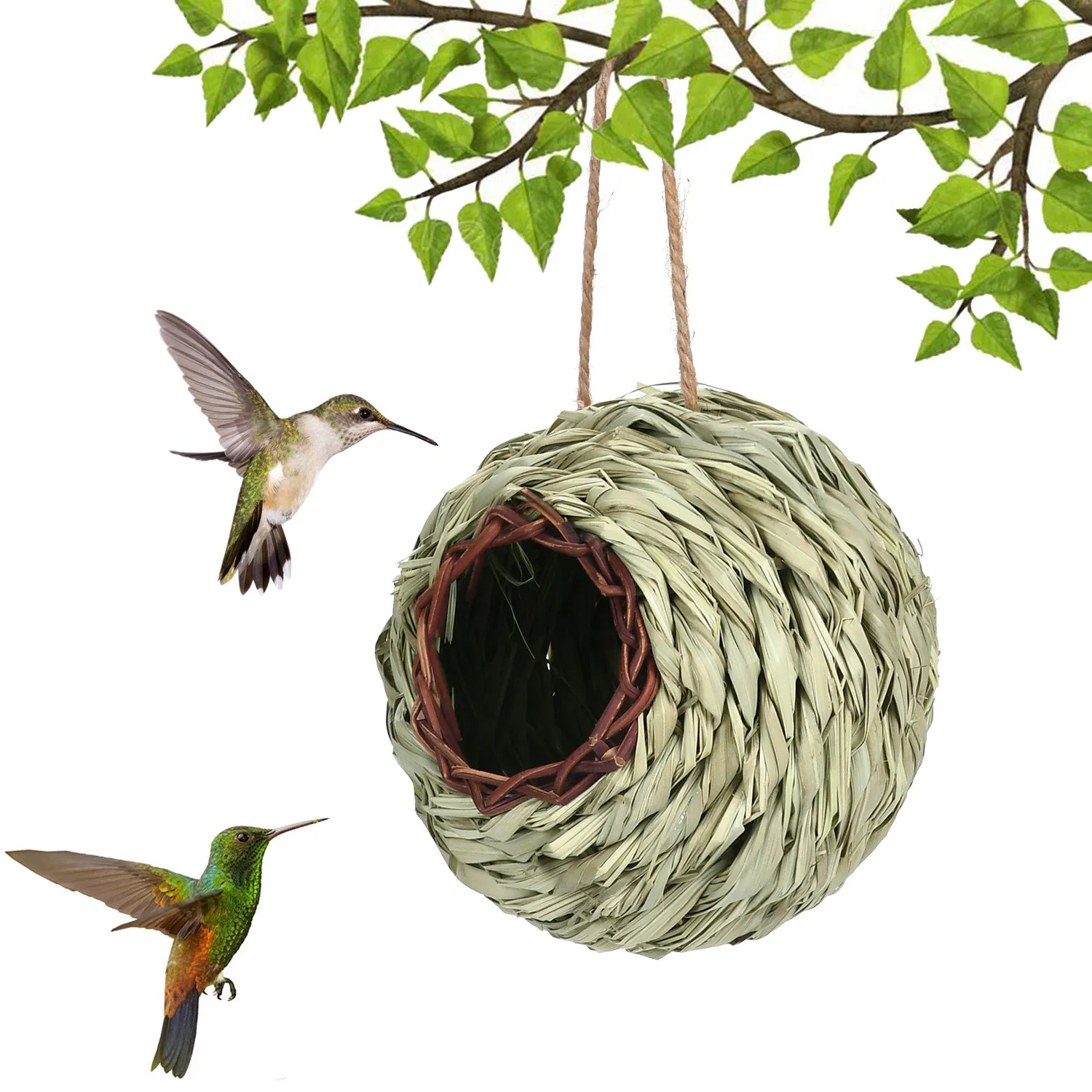 Handmade Spherical Bird Nest – Creative Woven Bird House for DIY Crafts, Gardening &amp; Educational Decor