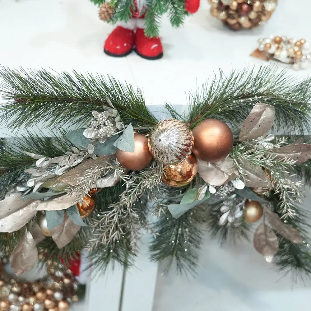 High Quality Christmas Swag Artificial Xmas Lintel Hanging Decorations Golden Christmas Ball Swag Garland for Wall Window Decor