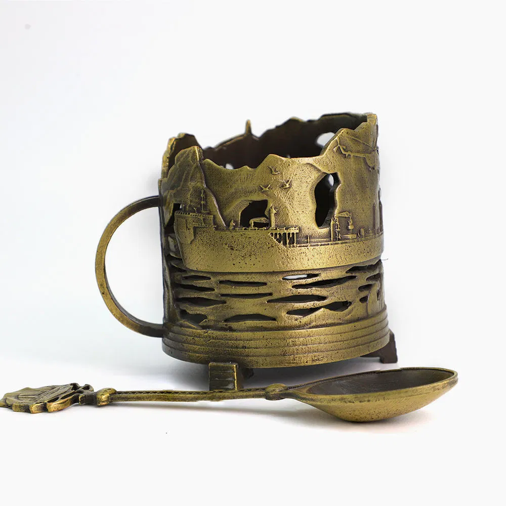 Custom Metal Antique Bronze Decorative Cup Holder High Quality Metal Craft