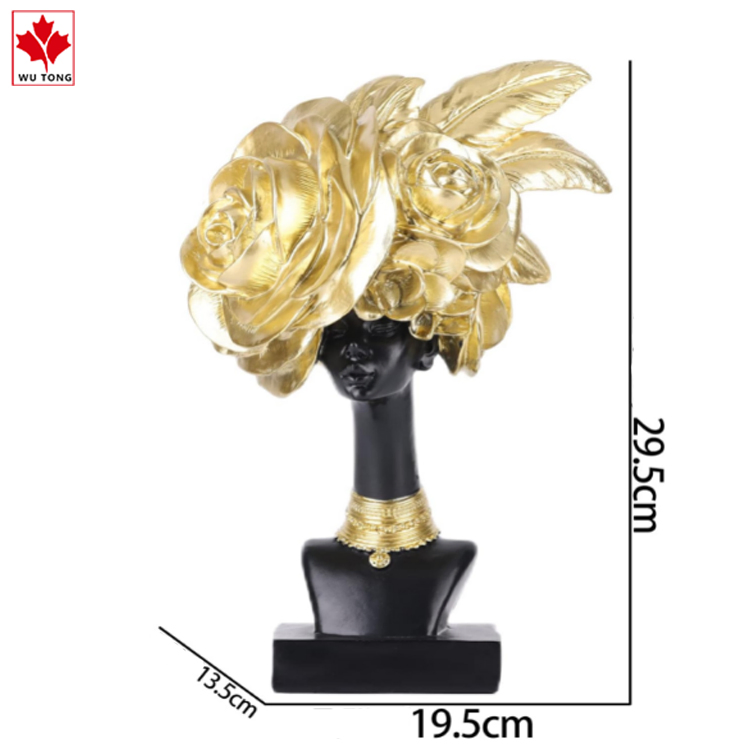 Funny Handmade Craved Resin African-American Flower Women Busts Home Decoration