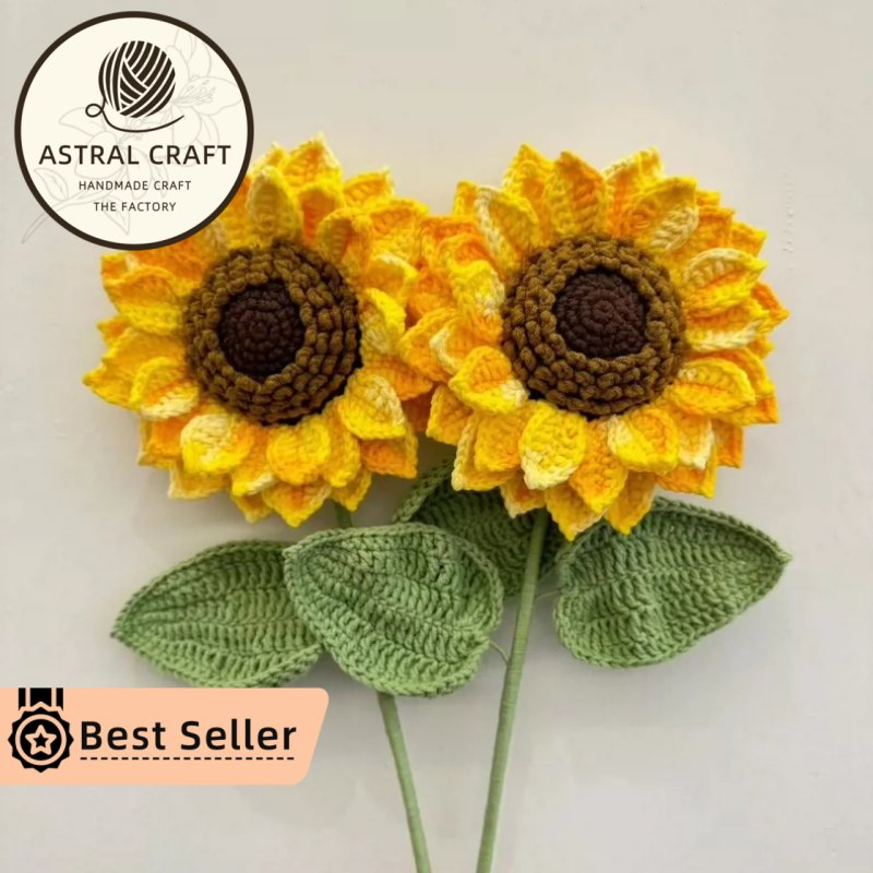 Handmade Woolen Yarn Crochet Sunflower Bouquet - Perfect for Gifts and Home Decor