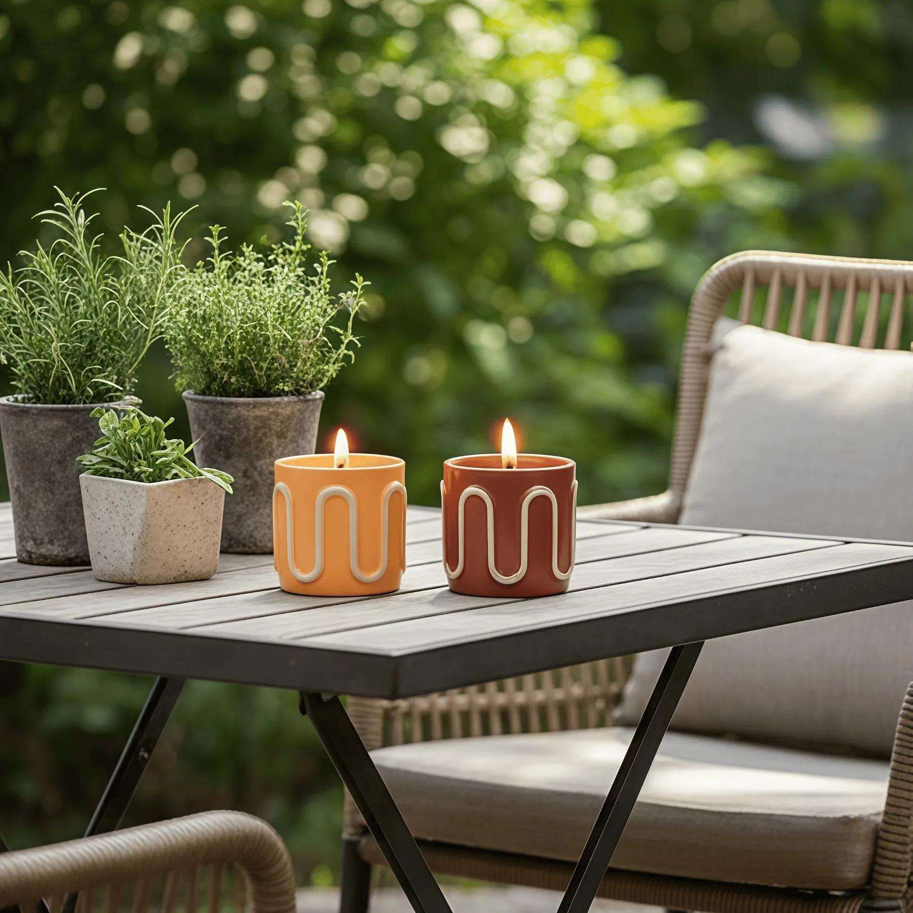 Wavy Relief Ceramic Candle, Artistic Candle Available in Multiple Colors, Outdoor Mosquito Repellent &amp; Decorative Ornament Scented Candle