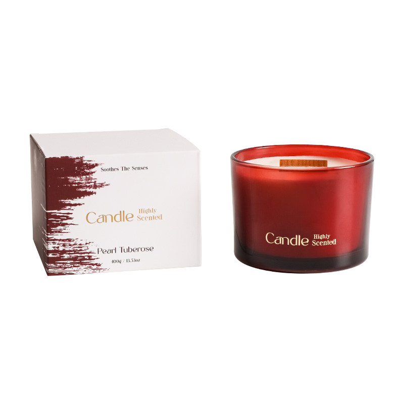 Artisan Amber Scented Candle 400g Red Wax with Hot Stamping