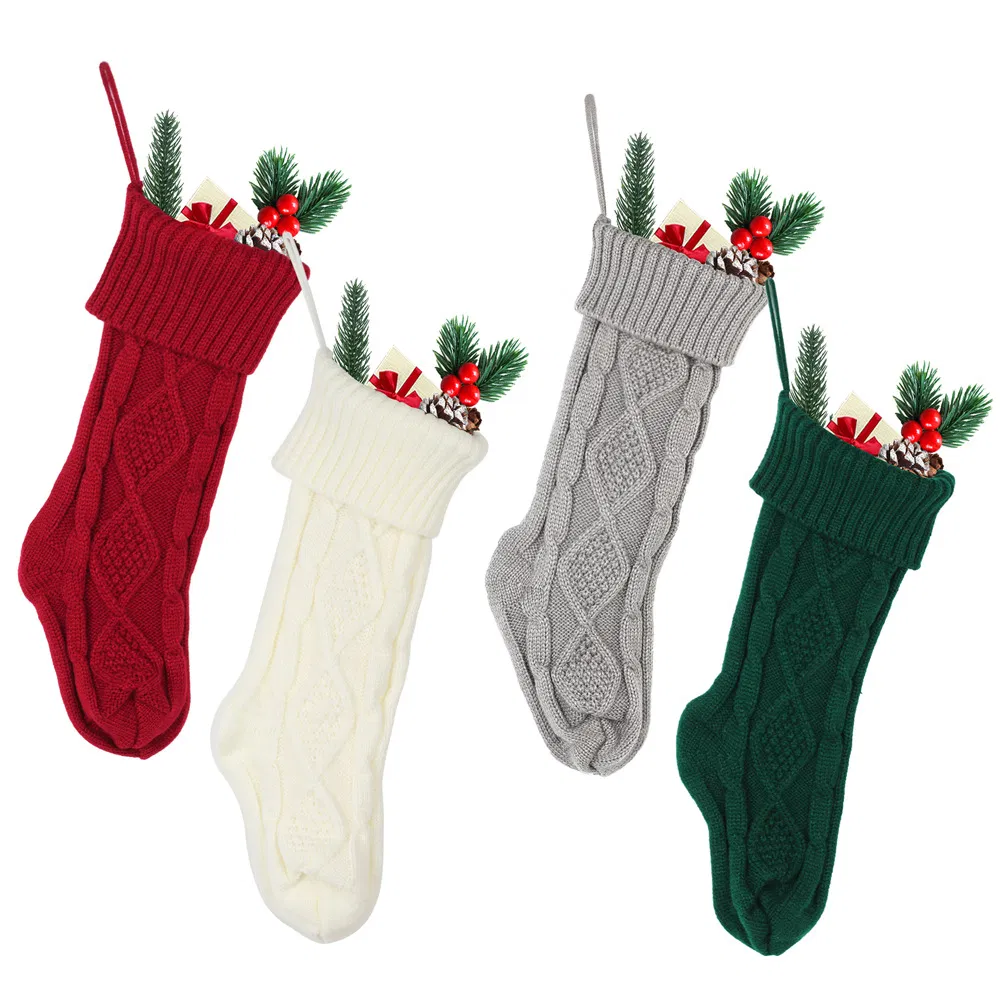 Handmade Yarn Knitted Christmas Stockings Ornament for Baby Home Decorations &amp; Christmas Holiday for Christmas Tree Decorations