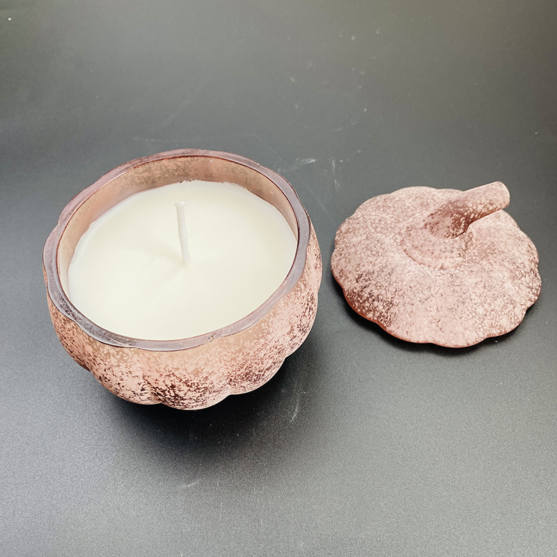 Elegant Speckled Pink Pumpkin-Shaped Glass Jar Seasonal for Home Decoration Fragrance Ambiance Scented Candle