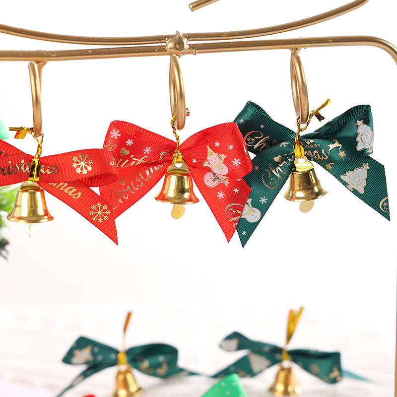 Handcrafted Christmas Ribbon Bows with Bells for Festive Gifts