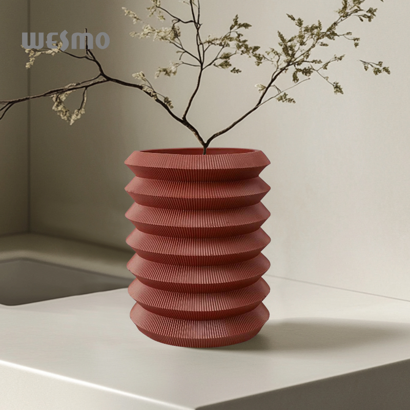 Custom Vase Unique Design Minimalist Aesthetic Home Decor Red Stripe Tabletop Decorative Flower Vase