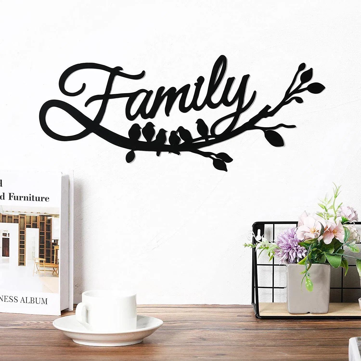 BSCI Factory Wall Art Spring Flowers Metal Wall Decoration Vase Flowers Wall Hanging