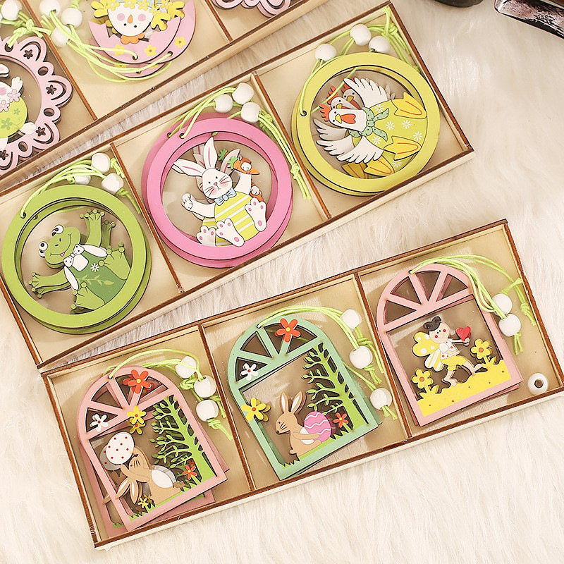 Best Selling Easter Wooden Pendant Home Decoration Holiday Atmosphere Decoration Crafts