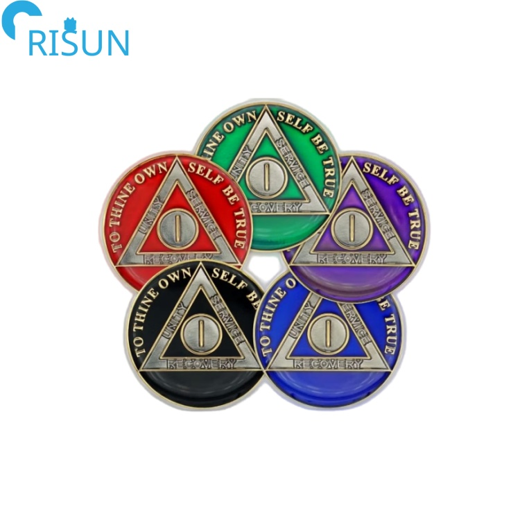 Wholesales Month Seasonal Medallion Reflex Custom Year Logo 3D Recovery Sobriety Chip Coins Sobriety Colorful Challenge AA Coin