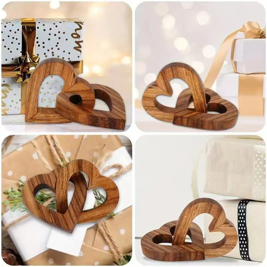 Creative Wooden Double Heart Ornaments for DIY Crafts Decoration and Handmade Gifts